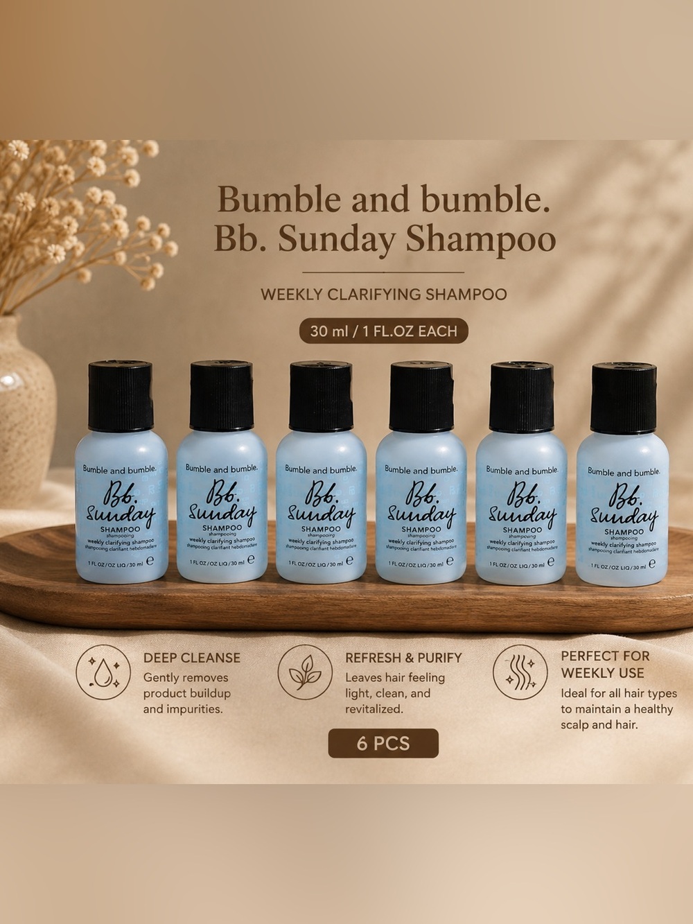 Bumble and bumble. Bb. Sunday Shampoo Weekly Clarifying Shampoo 30ml×6